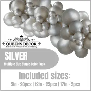 Silver Balloons Packs multiple sizes 5", 12", 17", and more base on selected package