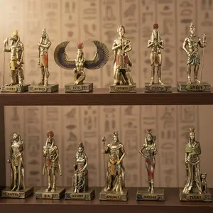 Egyptian Gods Miniature Statues, Resin Crafted Figurines, Boho Style Decorative Pieces, Not Plated Precious Metal, Ca Prop 65 Compliant