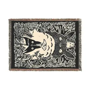 Whimsical Forest Spirit Woven Blanket - Cozy Anime-Inspired Throw | Manga Tapestry Throw | Suitable As Snuggle Blanket Or Woven Wall Hanging Woven Blanket Woven Blanket