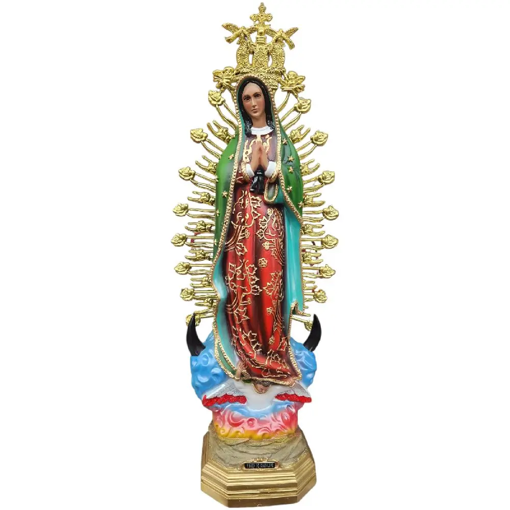 Virgen de Guadalupe 26.5" Inches Tall Mother Mary Estatua Our Lady of Guadalupe Brand New Made in Mexico with Eyelashes
