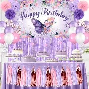 Birthday Decorations for Boys Girls,  edSilver Official Teenager Party Decorations, Happy Birthday Backdrop, Banner, Balloons, Pompoms, Hanging Swirls, Birthday Card, Cake Topper Set 54pcs