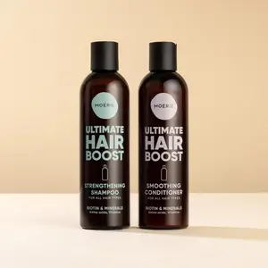 Moerie Ultimate Hair Growth Shampoo & Conditioner – For Longer, Thicker, Fuller Hair - Vegan Friendly Volumizing Hair Products – Paraben & Silicone Free – All Hair Types – Reverse Hair Loss – 8.45 fl oz (250ml) Daily Haircare