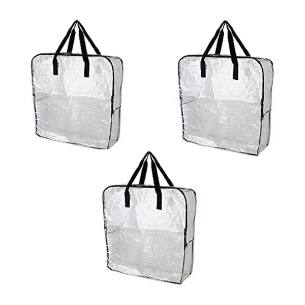 3-Pack Ikea DIMPA Extra Large Clear Storage Bags, Heavy Duty, Moth and Moisture Resistant Storage for Clothes, Bedding