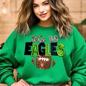 Let’s go Eagles football real sequin letter sweatshirt/shirt, Philly football fan shirt unisex Soft Top