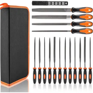 17 count Metal File Set, Upgraded Hemicycle, Angle, Round, Flat, and  Files for Plastic and  Projects