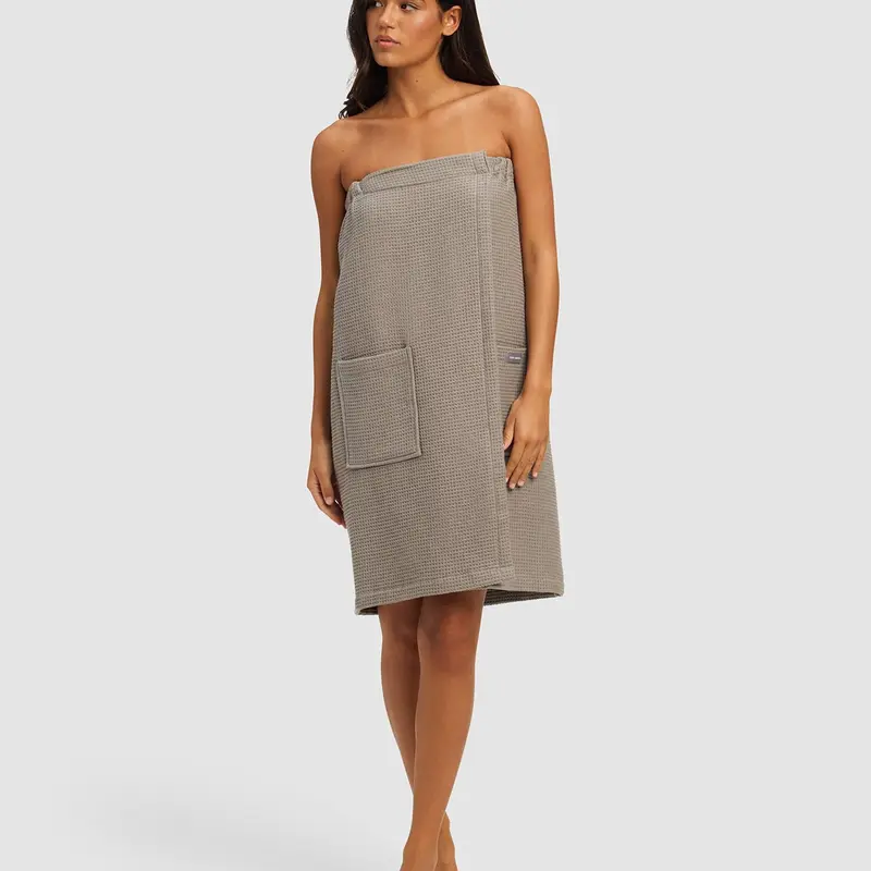 Cozy Earth Waffled Bamboo Fabric Bath Wrap - Dual-Sided Bamboo Viscose & Cotton, Adjustable Fit, Lightweight, Breathable, Super Absorbent Towel for Everyday Use, Shower Towels