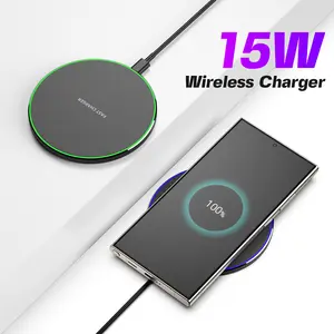Fast Wireless Charger 15W Maximum Charging Pad Compatible with iPhone , AirPods, Samsung Galaxy/Note Smartphone Cellphone Electronic Carplay Dongle Connectivity Device
