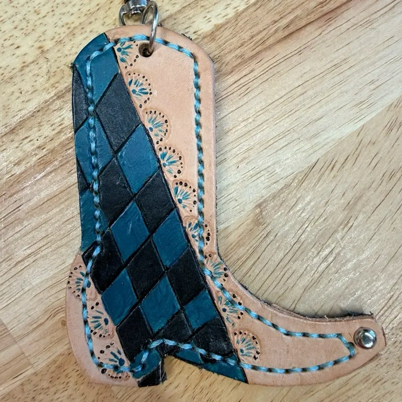 Handmade Leather Boot Keychain