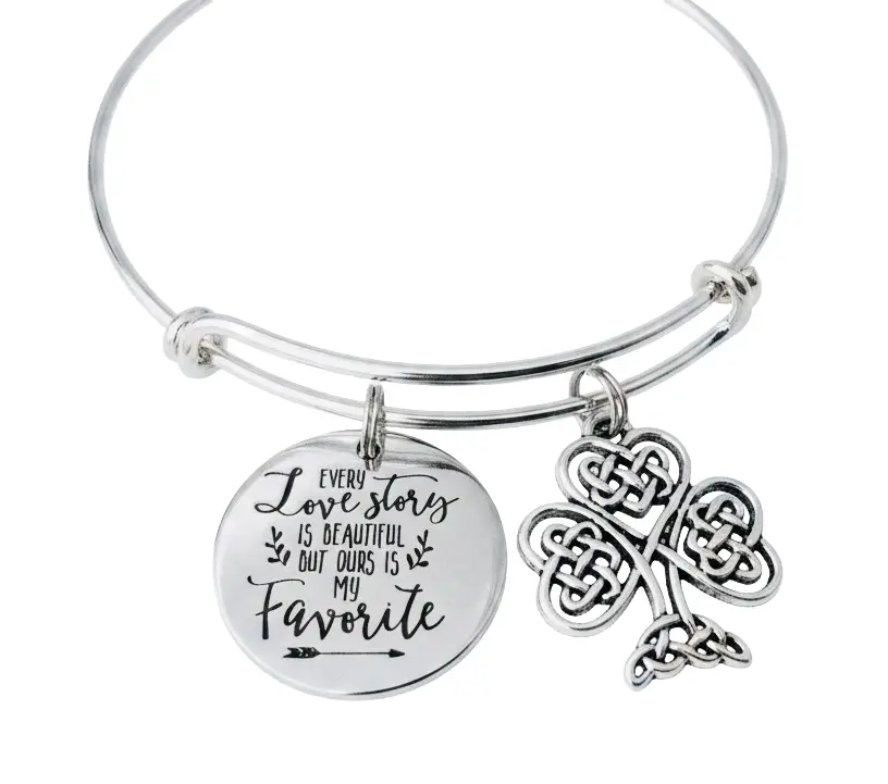 Celtic Shamrock Adjustable Bracelet - Expandable Charm for Girls, Fiancés, and Wives - Irish Gift