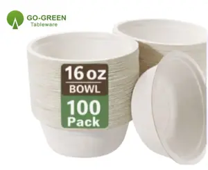 6 oz 50/100/200/300 Pack GO-GREEN Disposable degradable natural paper bowl Thickened tableware Food grade material Thickened noodle soup rice pulp meal bowl