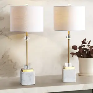 JONATHAN Y Dawson Marble/Crystal LED Table Lamp , for bedroom, living room, foyer, hallways, dining room, dorms