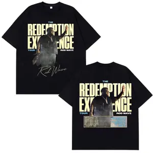 R0D WAVE Tour shirt Vintage  Streetwear Shirt Oversized Top Unisex Crew Neck Short Sleeves Airlume Combed Cotton Blend Black T-Shirt for Men with Graphic Design