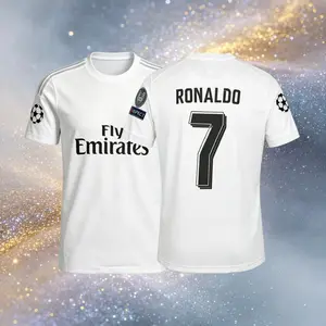 15 16 Home Kit White 7# Cristiano Ronaldo Short Sleeve Soccer Jersey Fans Version