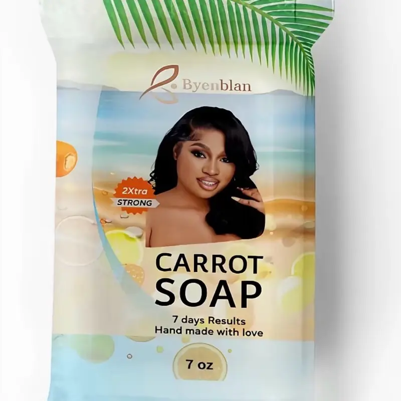 BYENBLAN Carrot & Papaya Extract Glowing Skin Soap with Turmeric (3-Pack, 7 oz) - Gentle Papain Exfol, Antiacne Care, Moisture-Boosting Hydrating Bar for Dry Skin, Dark Spot Support (Beauty & Bath Care)