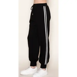 High Waisted Racer Strip Knit Pants - Full