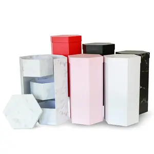 Hexagon Shape Surprise Flower Gift Box, 3 Tier, 8.5"x 7.4"x 15", Various Colors | W73