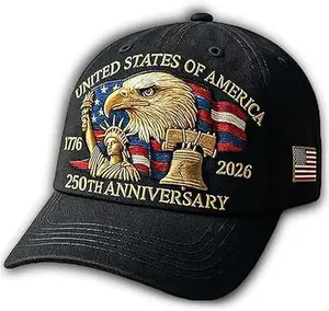 Men's & Women's Embroidered Bald Eagle & 50-Star 13-Stripe Baseball - 250th Anniversary (1776-2026) Embroidery