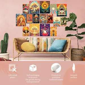 Hippie Room Decor for Bedroom Aesthetic - Hippy Retro Room Decor, Hippie Wall Decor, Hippie Posters, Vintage 60s 70s Decor Poster, Groovy Decor Home, Boho Indie Trippy Dorm (8x10 Unframed)