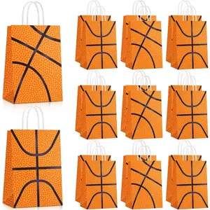 30 count Basketball Tennis Party Bags Baseball Tennis  Goodie Favor  Candy  Bags with Handle for  Theme Birthday Party Supplies (Basketball)