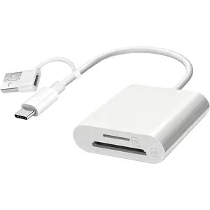 USB C SD Card Reader, USB SD Card Reader, Supports SD and  SD Memory Card Adapters for  15 16 17/iPad/MacBook/, with USB to USB C Adapter