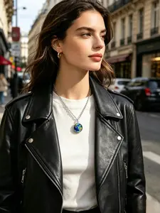 Astronomy Pendant Necklace with Moon, Earth, Mercury, Jupiter, Saturn, Venus, Mars, Uranus, Sun Elements, Glass Material, Unique Gift for Zodiac Lovers