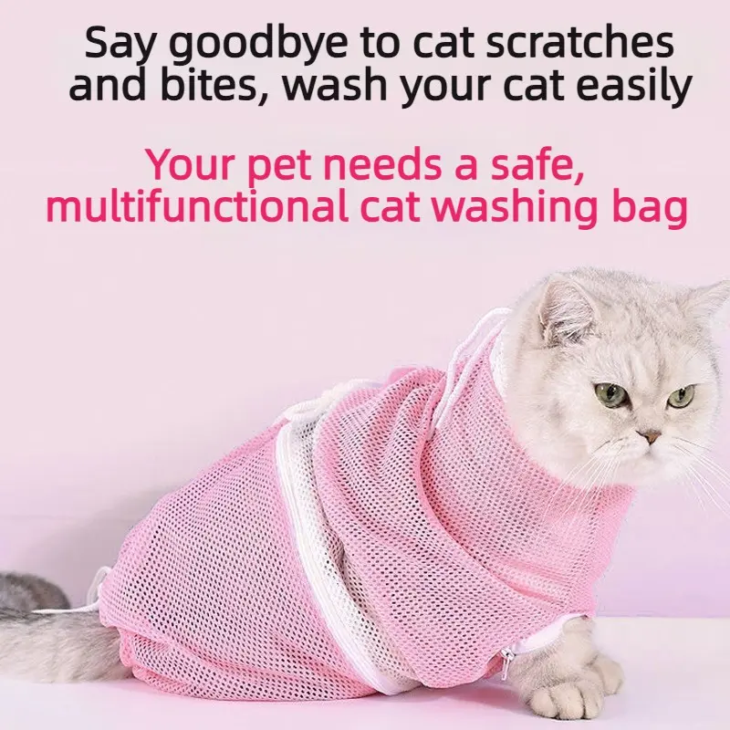 Third Generation Upgrade Cat Bath Bag, Pet Grooming Tool, Secure Dog & Cat Bathing Bag, Nail Trimming, Beauty, Medication Administration, Kitty, Kitten, Clean