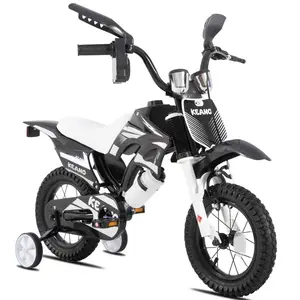 KEANO Motocross Style Kids Bike for Boys Girls Ages 3-7 Years, 12 & 16 Inch Bikes with Training Wheels and Number Plate, Children Bicycles