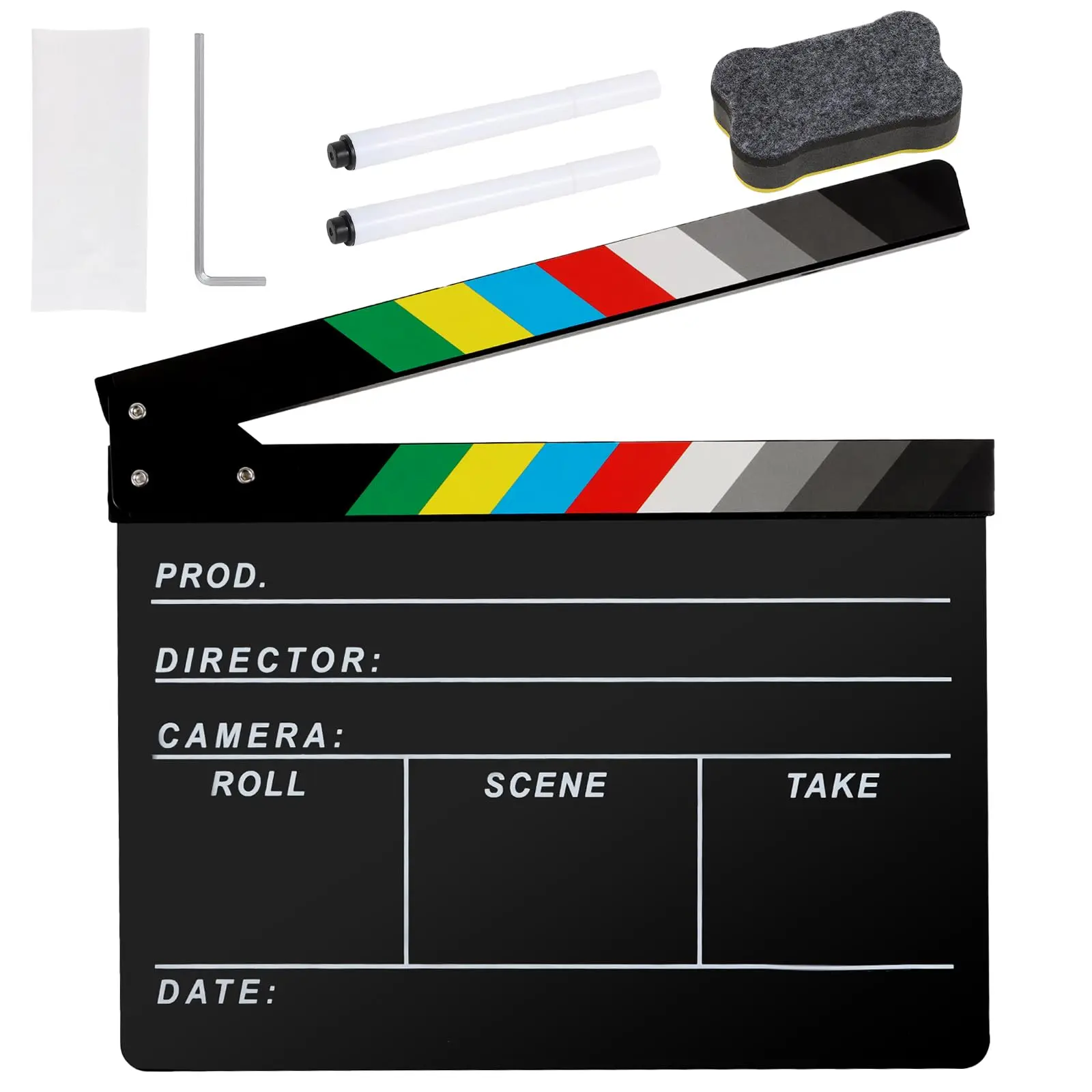 Movie Film Directors Clapboard  Photography Video Tv Cut Action Scene Slate Clapper Board Props Black