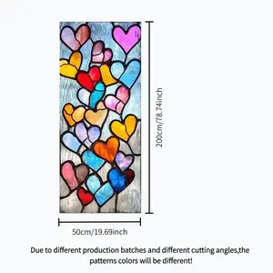 Vibrant Colored Glass Heart Window Sticker, Static Adhesive Frosted Privacy Film, Easy Install Removable PVC Decor, Ideal for Bathroom, Office, Windows