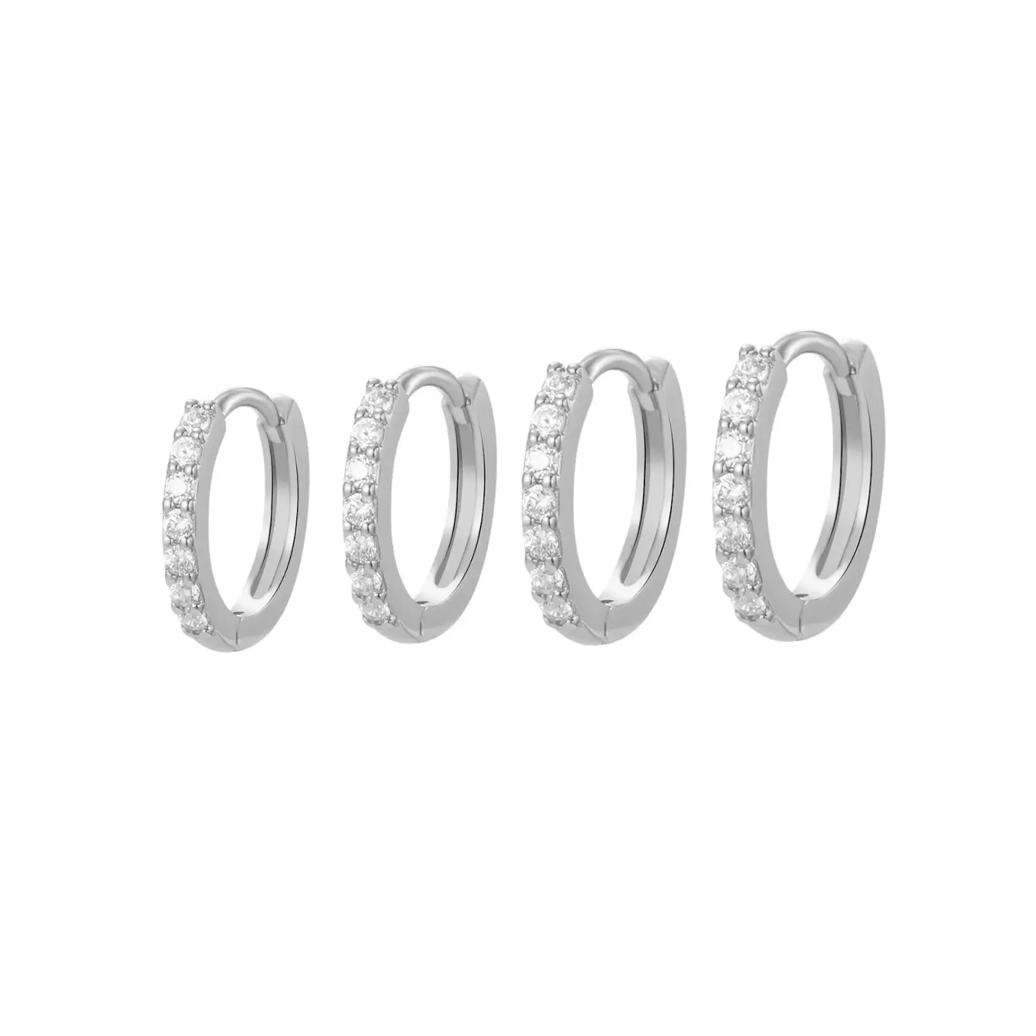 4 Pairs Small Hoop Earrings Tiny Cartilage Earrings Set for Women Cubic Zirconia Earrings Huggie Hoop Ear Piercing Earrings for Men 6MM 8mm 10mm 12mm Sterling Silver Hypoallergenic Synthetic Moissanite Solitaire Cylinder