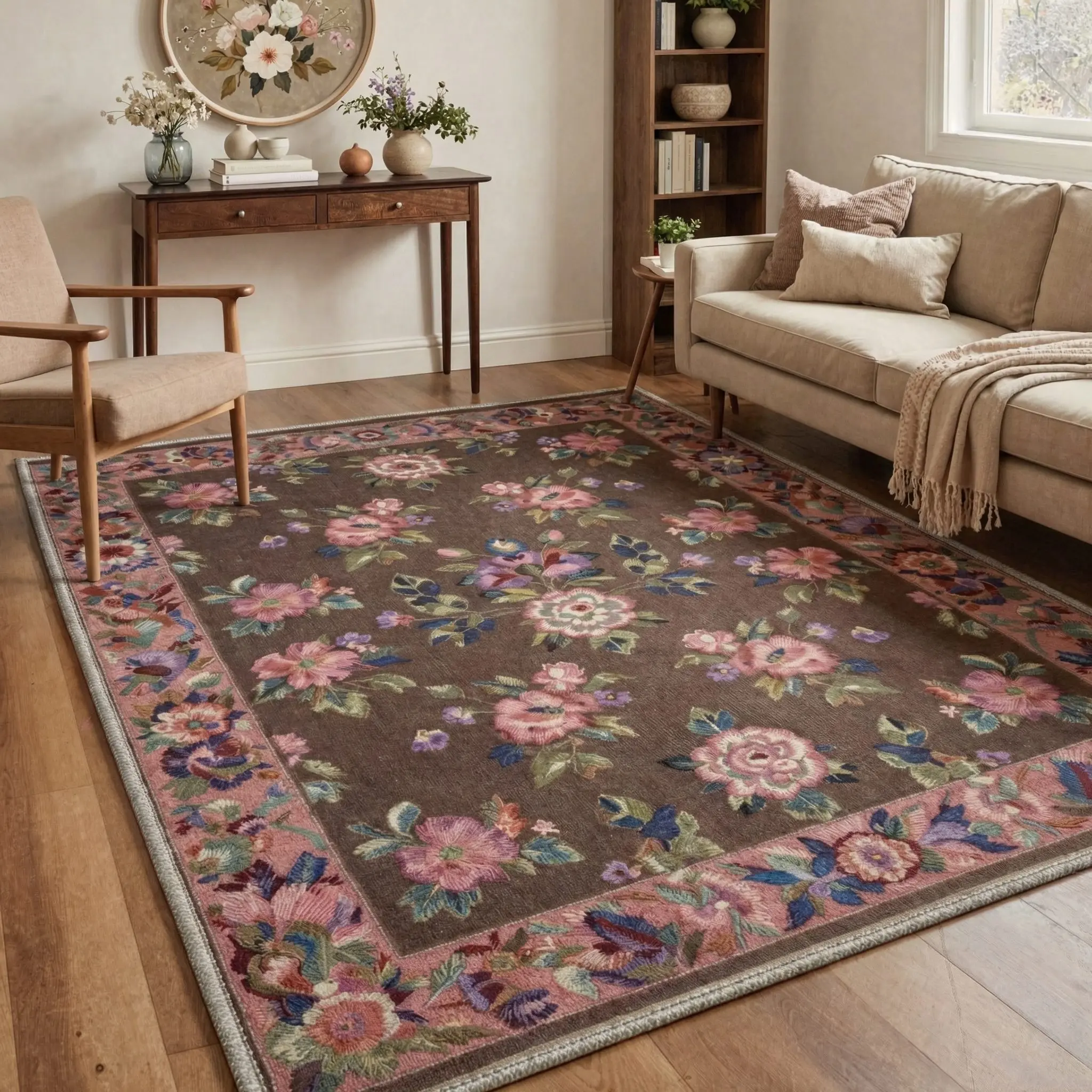 【Deals For You Days】BEIMO Machine Washable Rug – Pet Friendly, Non-Slip, Soft Area Rug, Home Carpet & Floor Decor for Living Room, Bedroom, Kitchen, Hallway ,ARF1981-PETAL