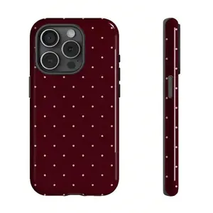 Red Wine Polka Dot Custom Rubber Smartphone Cover, Durable & Stylish Protector Accessory for iPhone 11, 12, 13, 14, 15, 16, 17 Pro Max Plus
