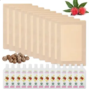 Castor Oil Pack Wrap 11.02 * 6.29in Large Self-Adhesive with 4Oz Organic Castor Oil Cold Pressed USDA Certified