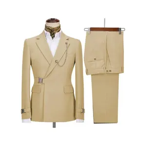 Men'S 2pcs Suit with Adjustable Waist Suitable for Party Dating Wedding