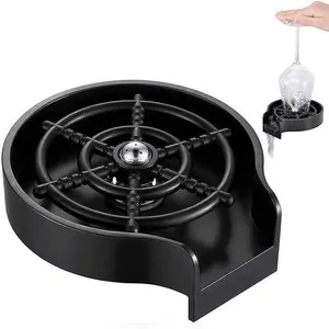 Glass Rinser for Kitchen Sink, Stainless Steel Bottle Washer Cup Cleaner, Sink Attachment for Home Kitchen Bar Countertop (Black)