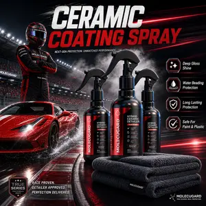 MolecuGard Hybrid Ceramic Coating Spray for Cars,Hydrophobic Car Wax Spray, High Gloss Shine, WaterBeading Paint Protection, Quick Detailer for Paint, Glass,Plastic, Car shine, Wheels & Trim 250ml