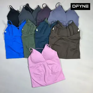 (With Logo) 2026 New DFYNE Women’s Seamless Workout Tank Top Stretch Breathable Yoga Gym Activewear