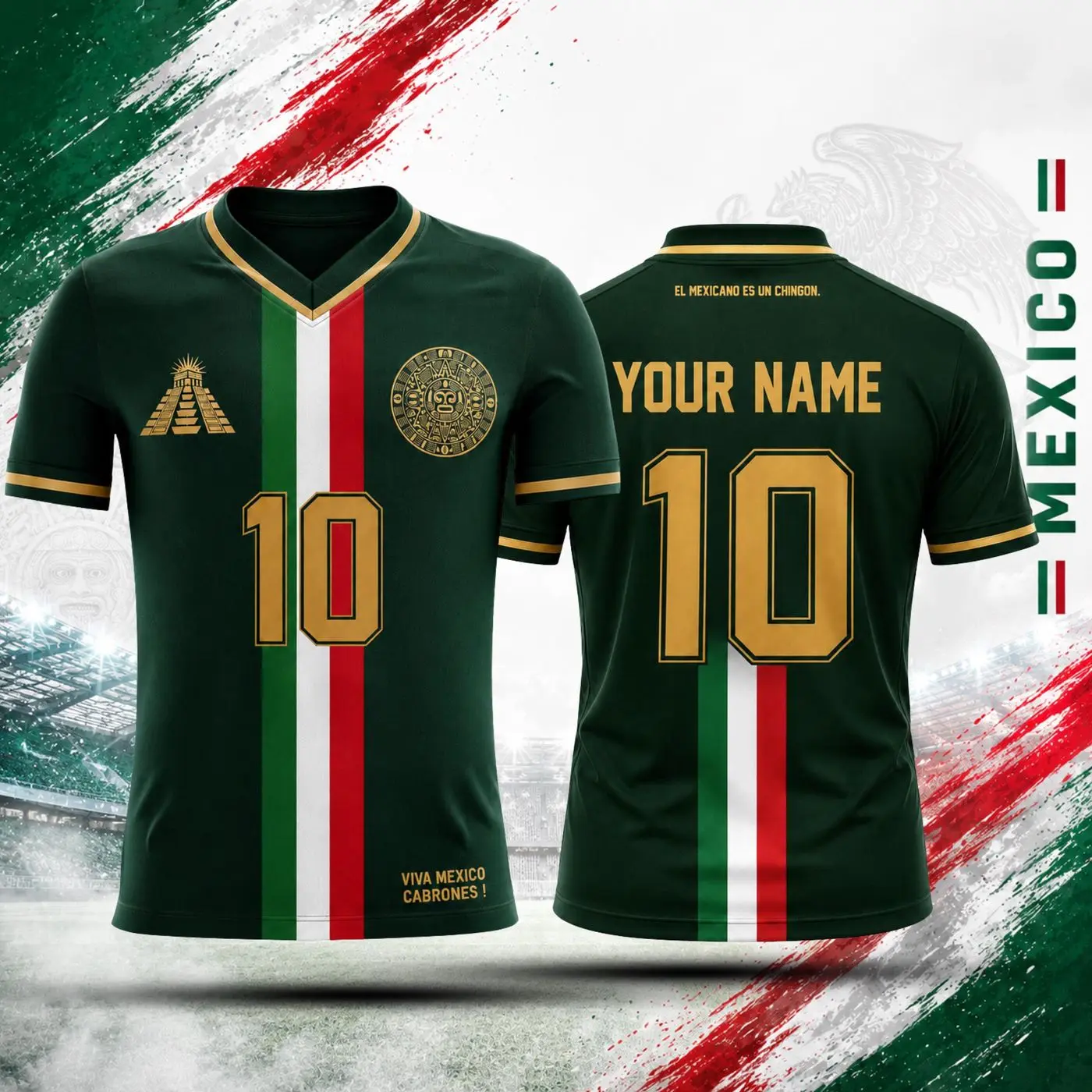 Green Mexico Soccer Jersey | Custom Name & Number | Personalized Football Shirt | Mexican Heritage Futbol Jersey | Mexico Fan Gift