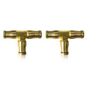 TORQUE 2Pcs 1/4 Union Tee Push to Connect Fittings Brass Quick Connect Fittings 1/4 x 1/4 x 1/4 OD 3 Way Tee Shaped Union Adapter Fitting for Air Bags Suspension Kits Air Spring and Compressor System