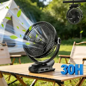 360° Adjustable Clip Fan,Multifunctional clip fan, 30H 10000mAh camping fan, 8in Portable Fan Rechargeable, Ultra Quiet with Heavy-Duty Clamp, USB Desk Fans for Golf Cart,Office Desk, Treadmill, Camping, Bedroom