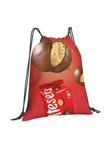 1 pc Food Fan M-Maltesers Drawstring Bags Hiking Pouch Print Storage Backpack School Shoe Bag