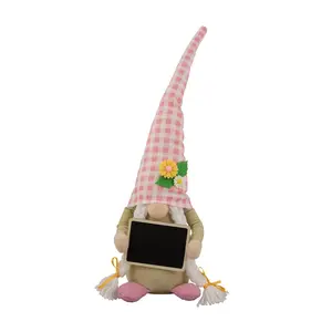 Northlight 16" Gingham Plaid Springtime Gnome w/Chalkboard