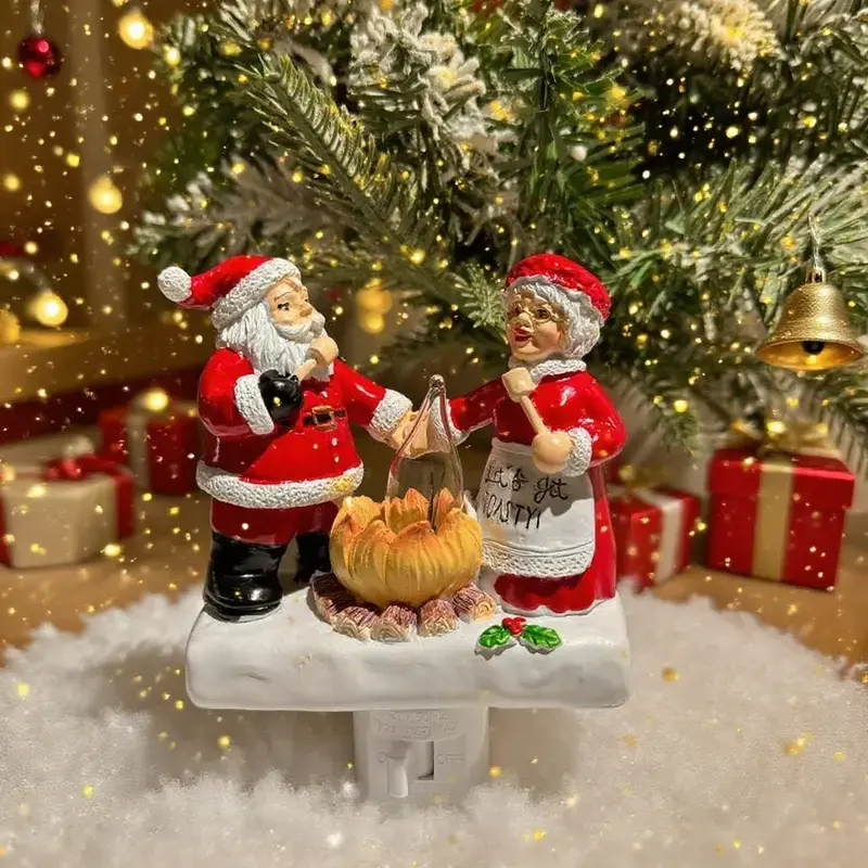 Santa Claus Design Christmas Theme Night Light Warm Lighting, 1 Count Creative Resin Unique Craftsmanship Night Light, Decorative Light for Home Living Room Bedroom School Office Decoration