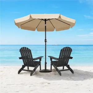Yaheetech 9ft Outdoor Umbrella with Push Button Tilt, Crank Operation, 180g Polyester, 8-Rib, Suitable for Garden, Deck, Beach, Pool, and More