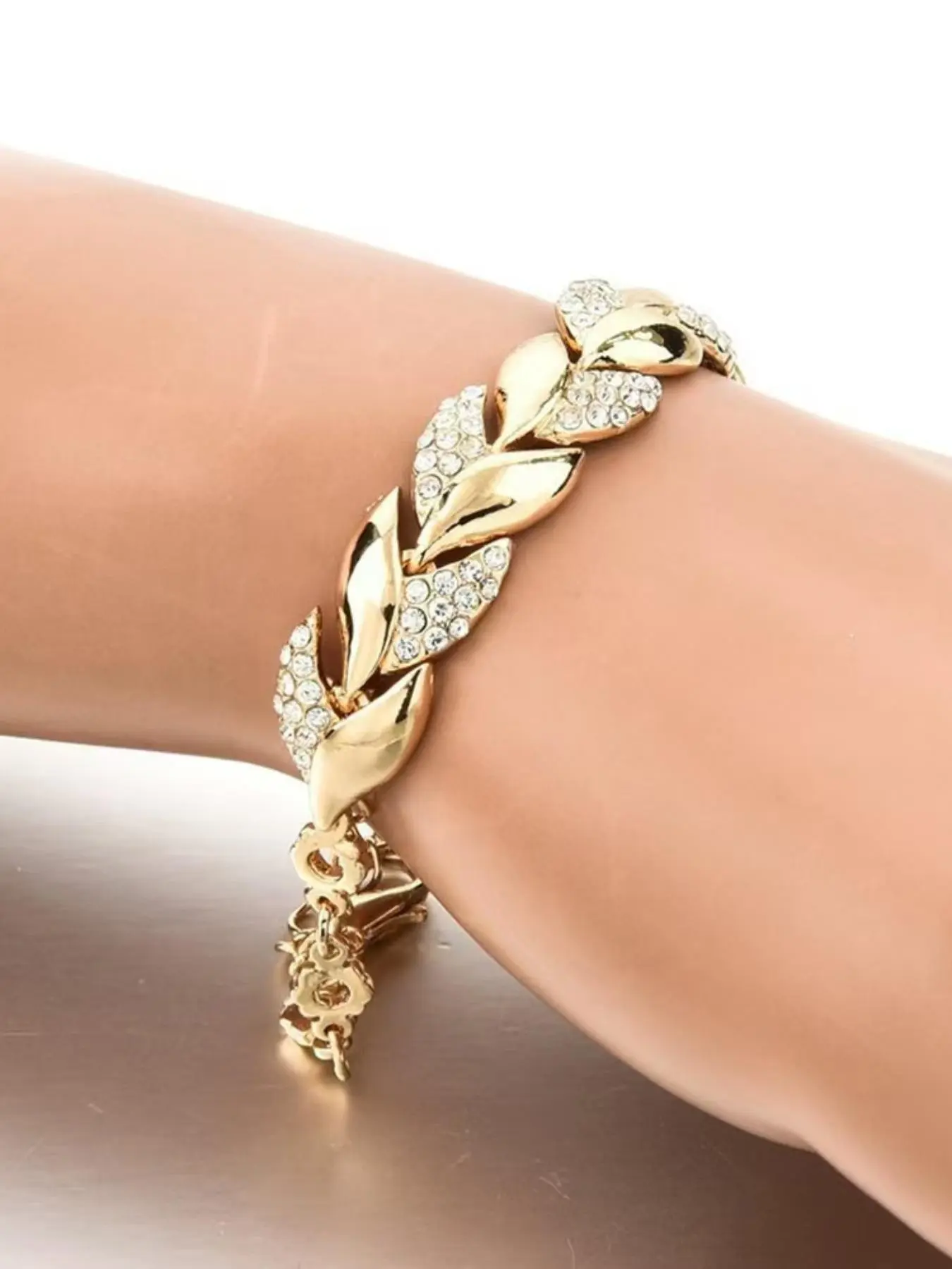 Leaf Design Bracelet, Fashionable Rhinestone Decorated Bracelet for Women & Girls, Elegant All-match Fashion Accessories for Daily Wear, Elegant Jewelry Bracelet