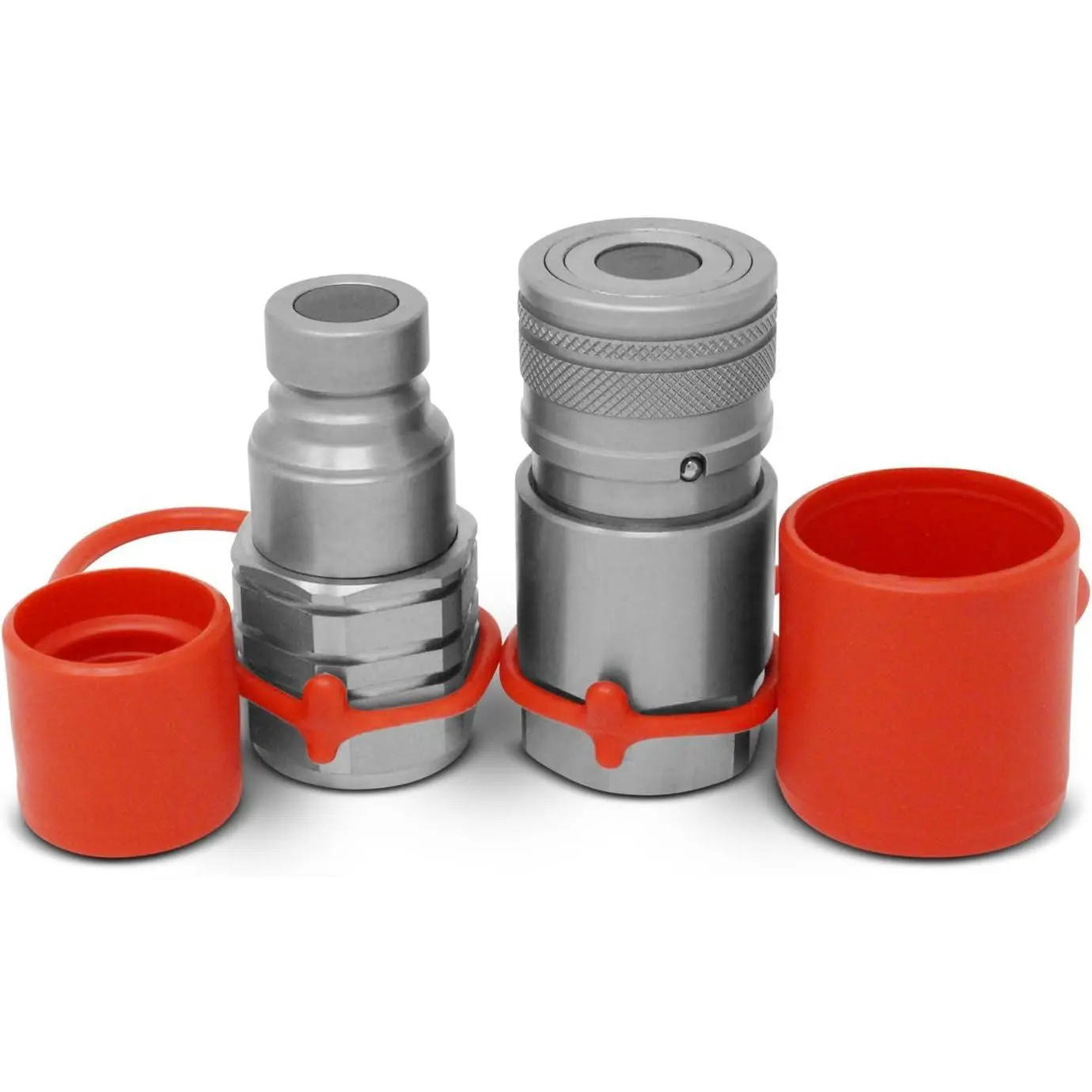 3/4" NPT Dustproof Skid Steer Flat Face Hydraulic Quick Connect Couplers Set with Dust Caps, Possible Free Delivery
