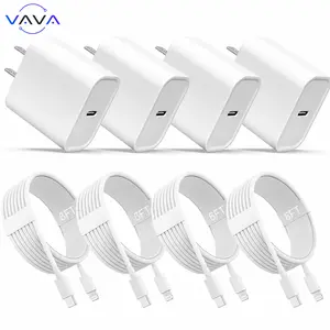 2-Pack 20W Super Fast Charging USB-C Wall Charger Block with 2-Pack 6FT USB-C to Lightning Cable for iPhone 14/13/12/11 Pro Max and More