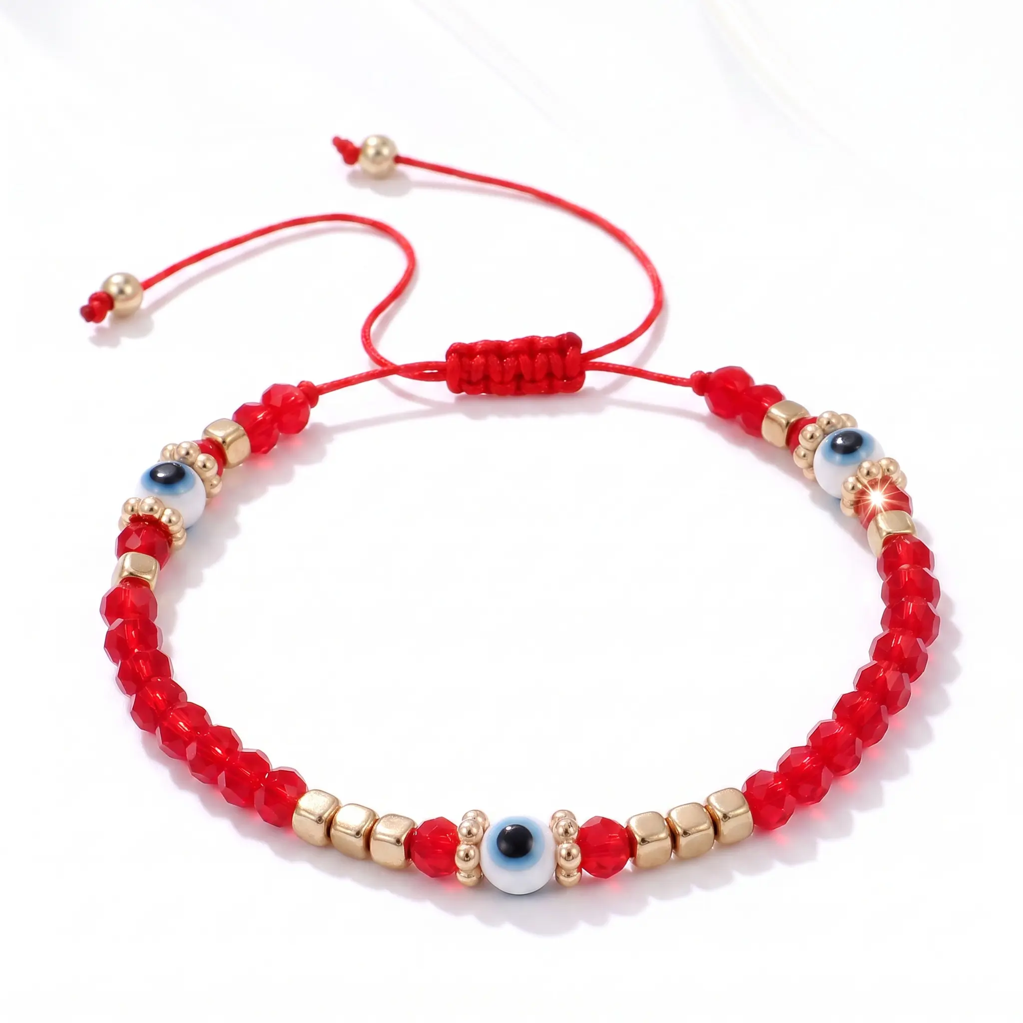 Evil Eye Red String Bracelet, Handmade Adjustable Red Cord Beaded Bracelet, Matching Friendship Jewelry for Men, Women, Couples, Friends