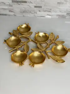 GOLD POMEGRANATE 6 COMPARTMENT SERVING DISH GOLD POMEGRANATE 6 COMPARTMENT SERVING DISH