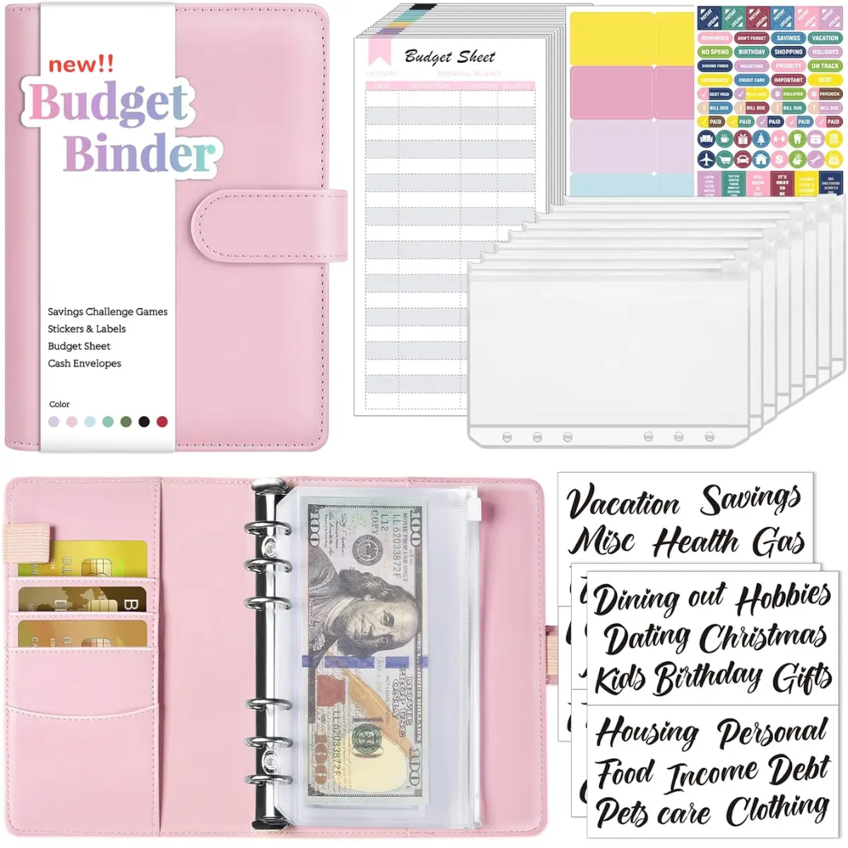 Budget Binder with $1000  Savings Challenge Game, Saving Challenge Binder Book, Money Saving, Portable Savings Challenge Budget Binder